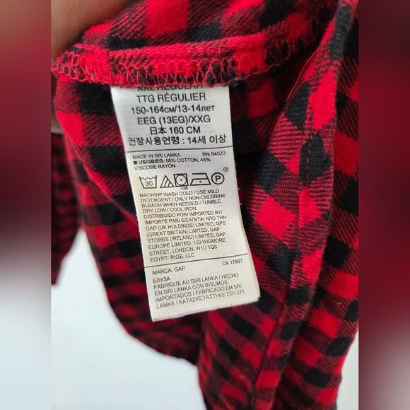 GAP Kids XXL 14-16 Girls Buffalo Plaid Blouse Top High Neck Winter Cozy Cabin - Picture 10 of 11